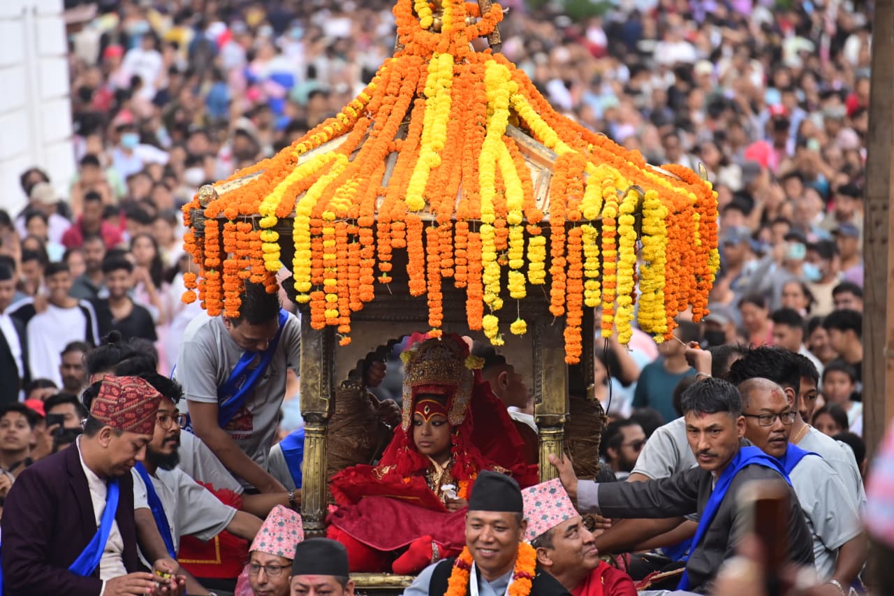 हनुमानढोकामा काठमाडौं उपत्यकाको सबैभन्दा ठूलो पर्व इन्द्रजात्रा