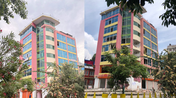 धोबीखोला करिडोरको साततले भवनमा पनि चलाइयो डोजर