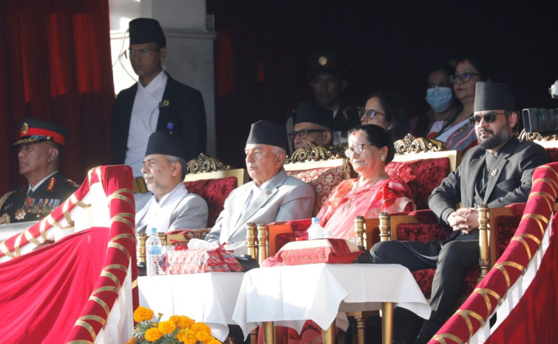 राष्ट्रपतिको प्रमुख आतिथ्यमा सैनिक मञ्च टुँडिखेलमा फूलपाती बढाइँ