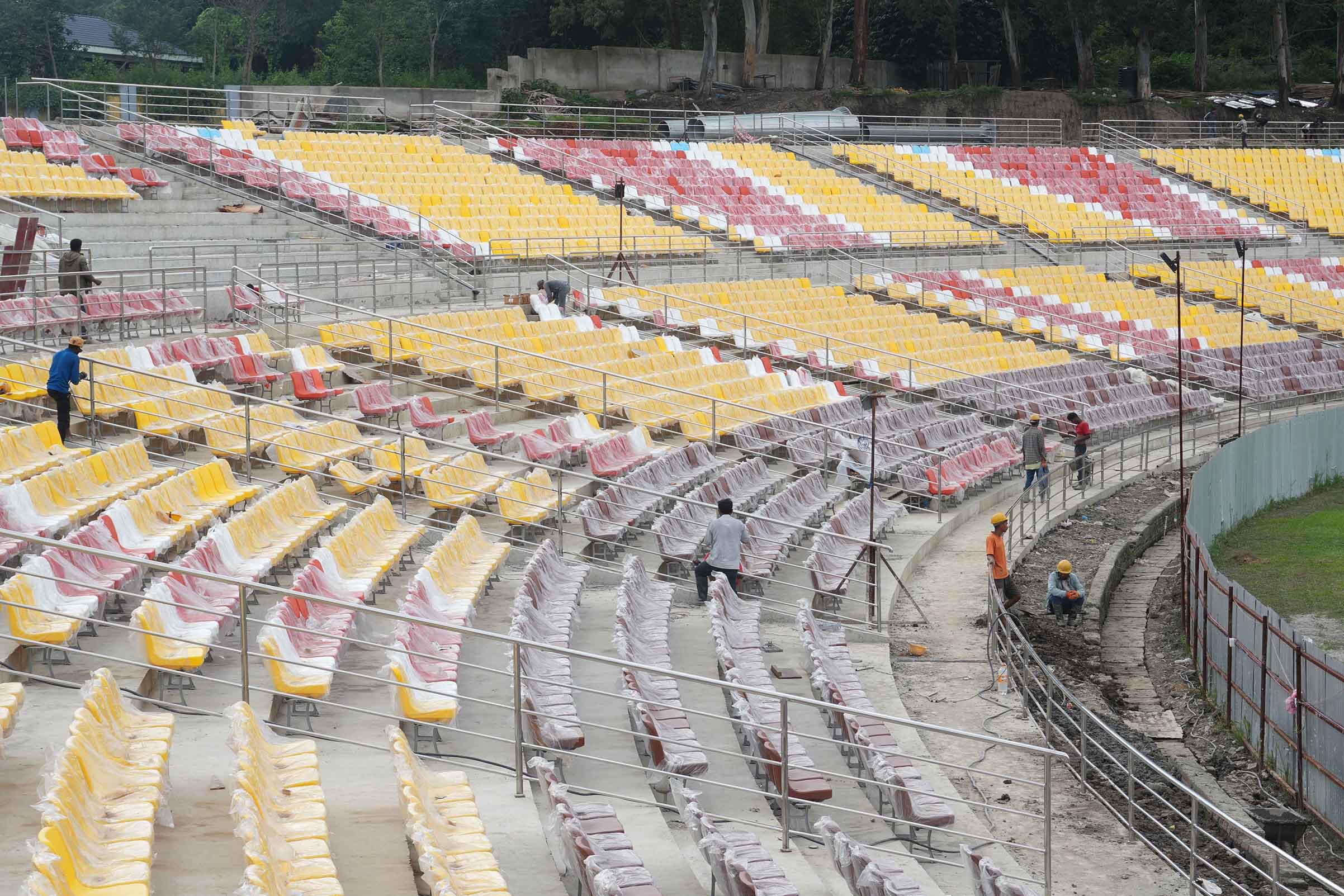 त्रिवि क्रिकेट मैदानको प्याराफिट निर्माण अन्तिम चरणमा 